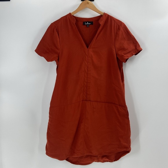 Lulus shift dress rust color relaxed fit short sleeve - Picture 1 of 15